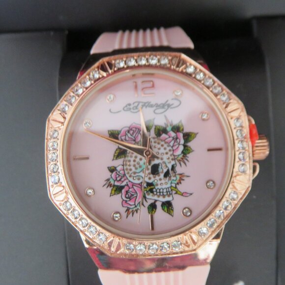 Ed Hardy Ladies Women\'s Quartz Blush Textured Silicone Strap 38mm Analog watch main image 6